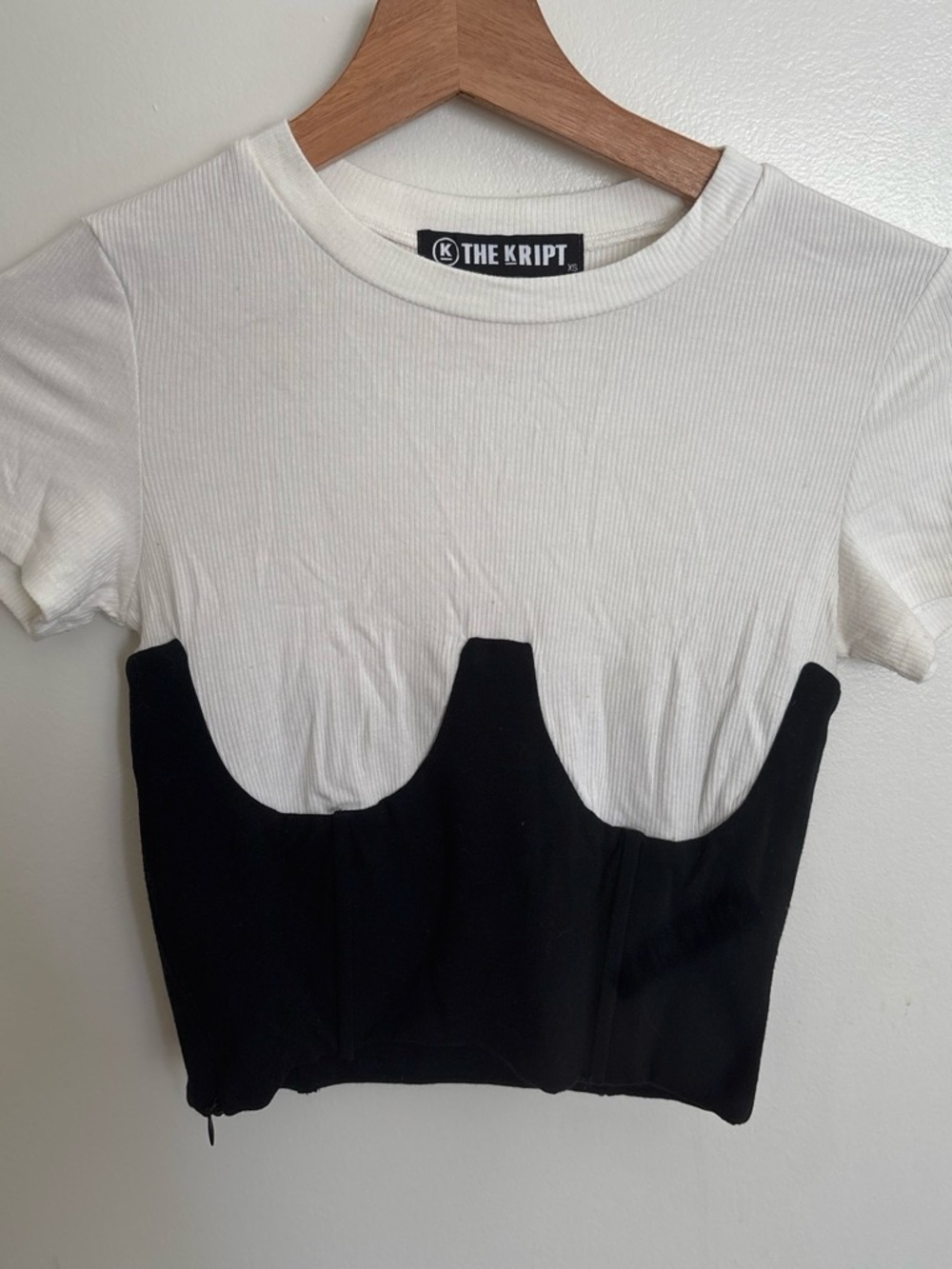 The Kript Women's White & Black Corset Tee